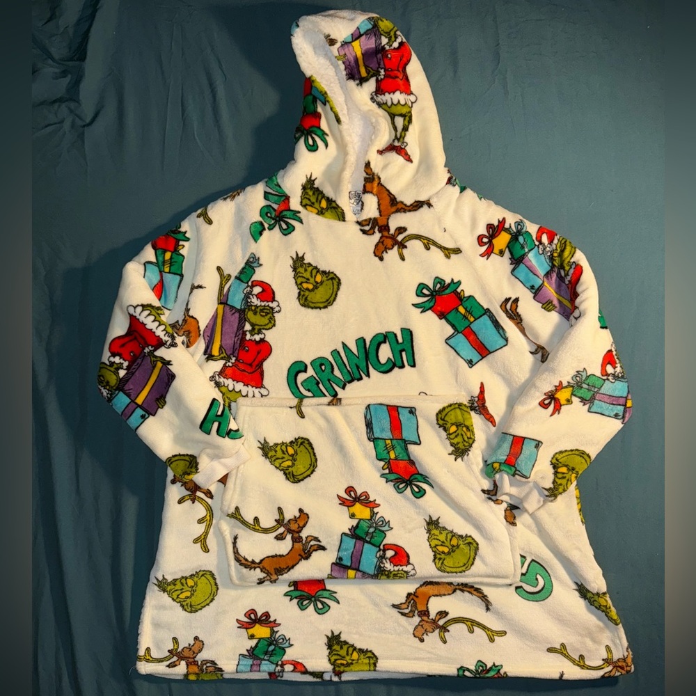 The Grinch Blanket Hoodie Fleece Sherpa